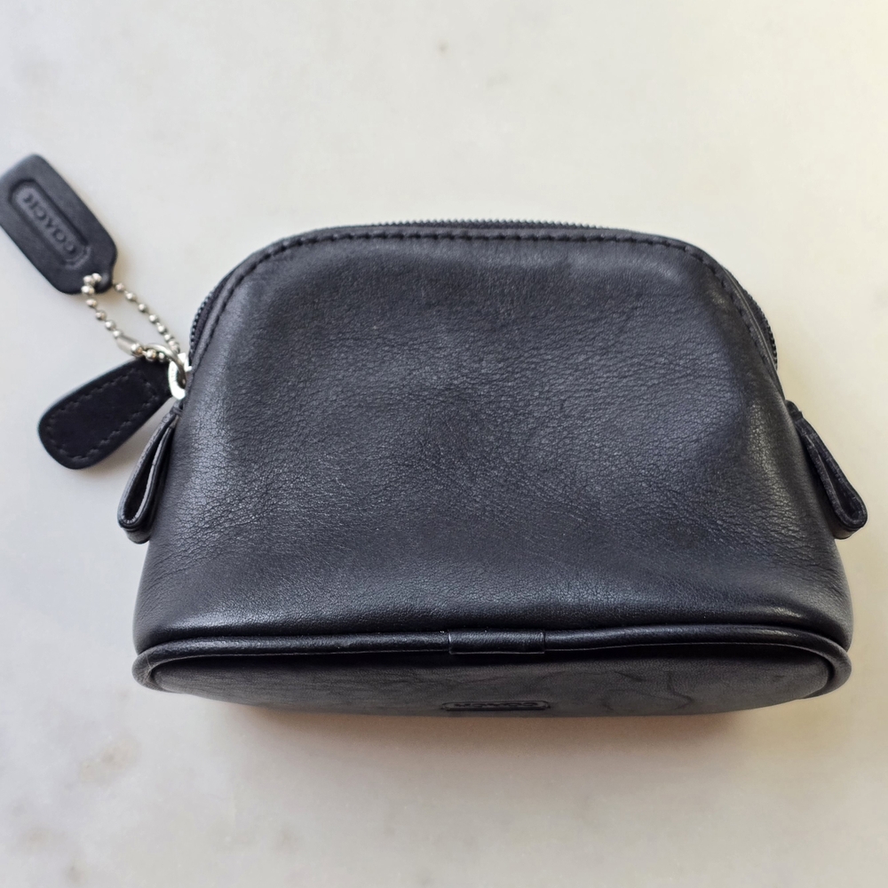 Vintage Coach Black Leather Mini Cosmetics Bag - Picture 3 of 5
